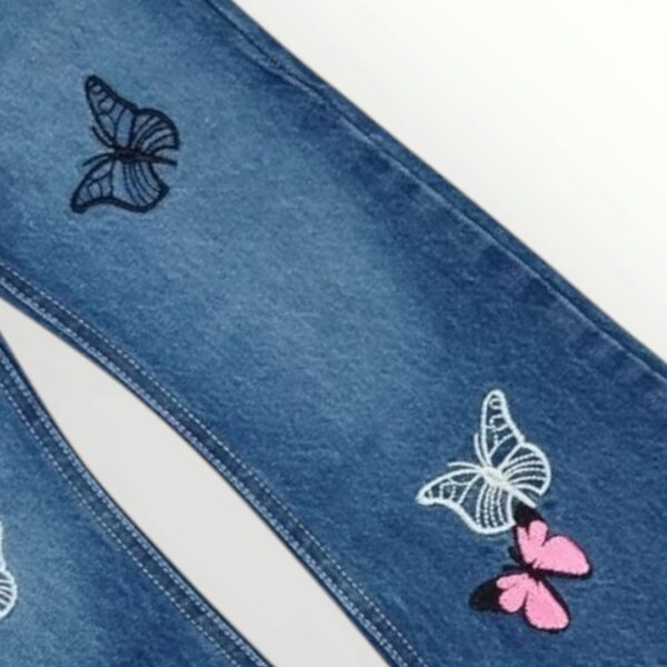 Girl's Embroidered Denim Jeans - Image 2