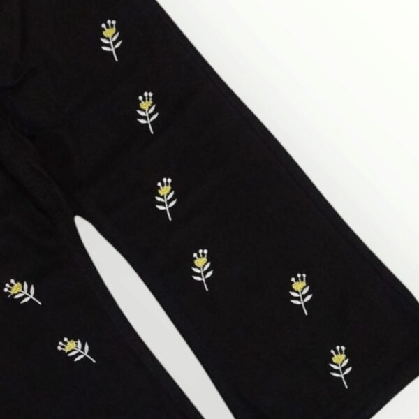 Girls Black Embroidered Jeans - Image 2