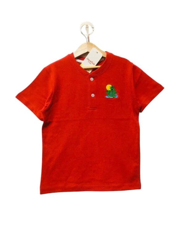 Red Henley Polo Shirt Boys